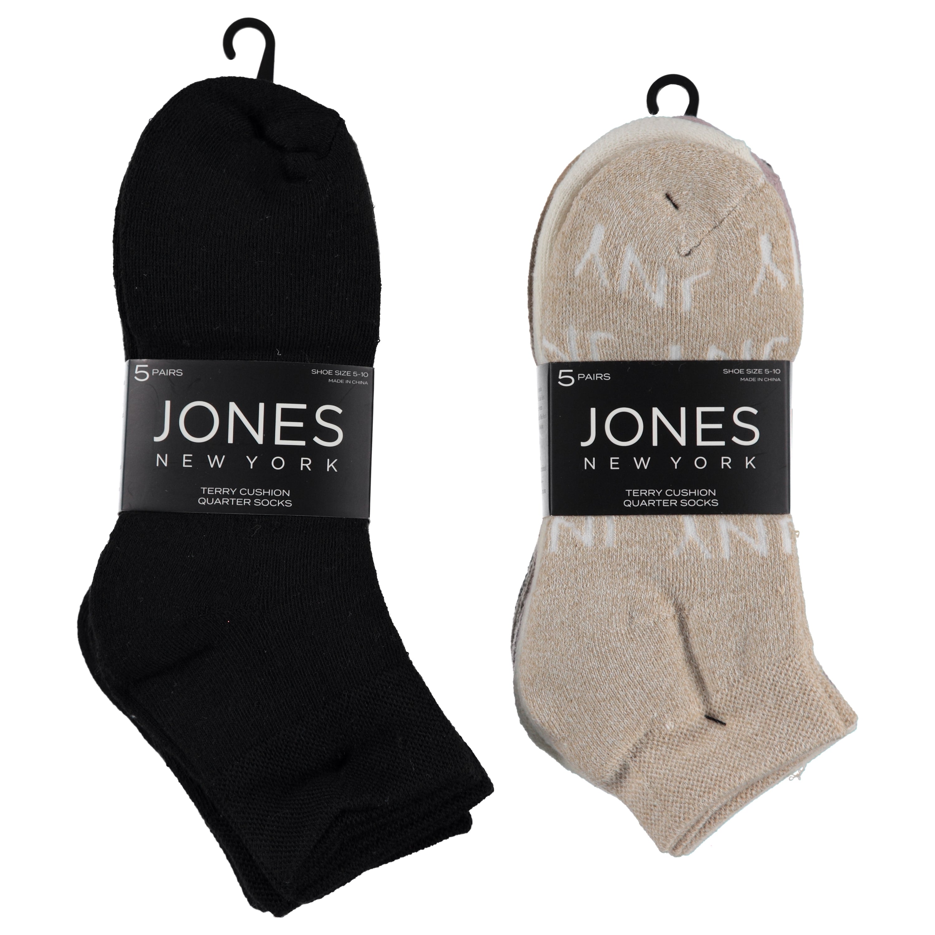 Jones New York Ladies 5 Pack Full Cushion Quarter Socks (LJN2863-5)
